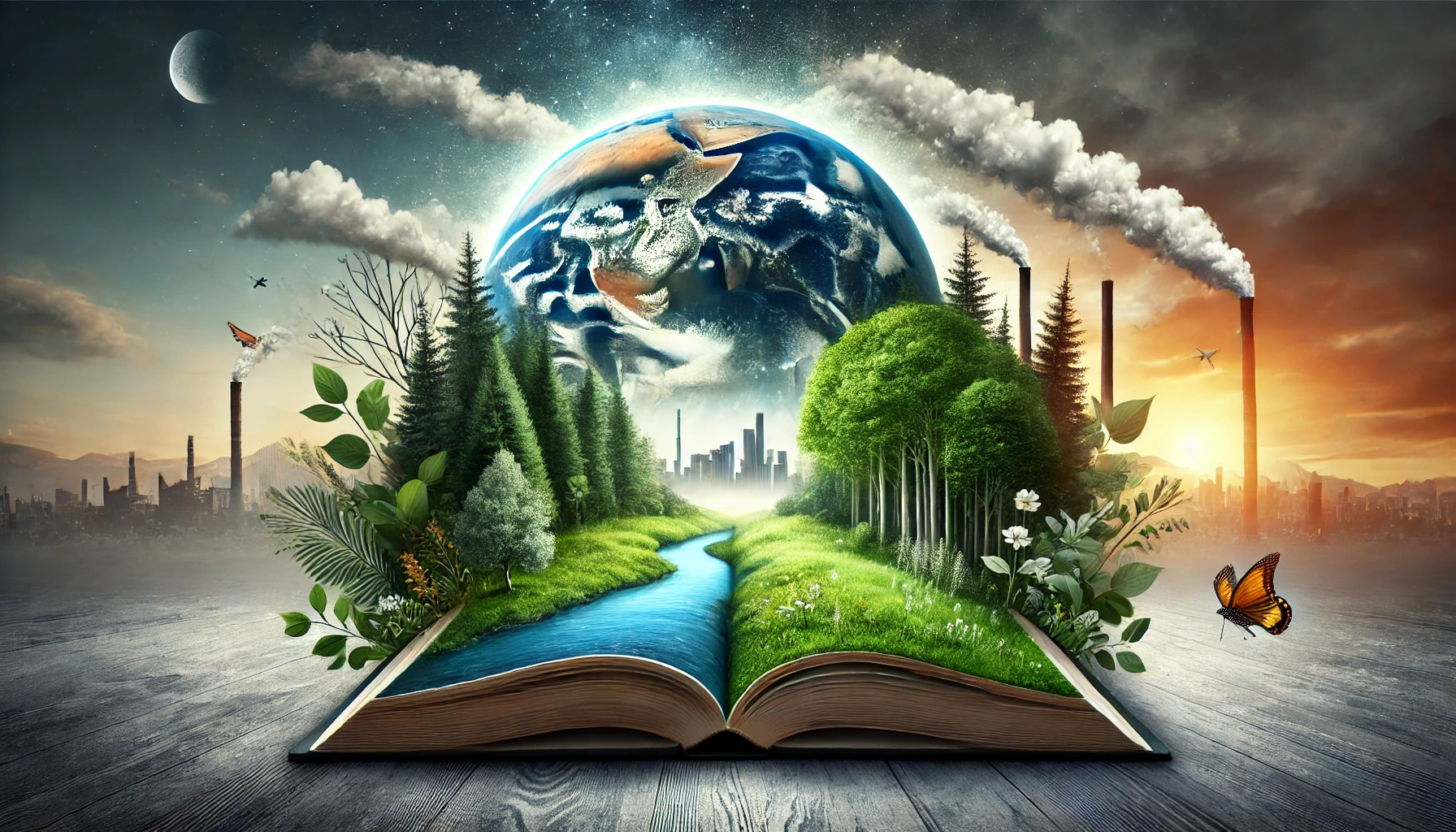 Here is the cover image for your eco-criticism article. It visually combines nature and literature, reflecting the environmental themes discussed in the post. I hope it serves as an appealing and impactful cover!